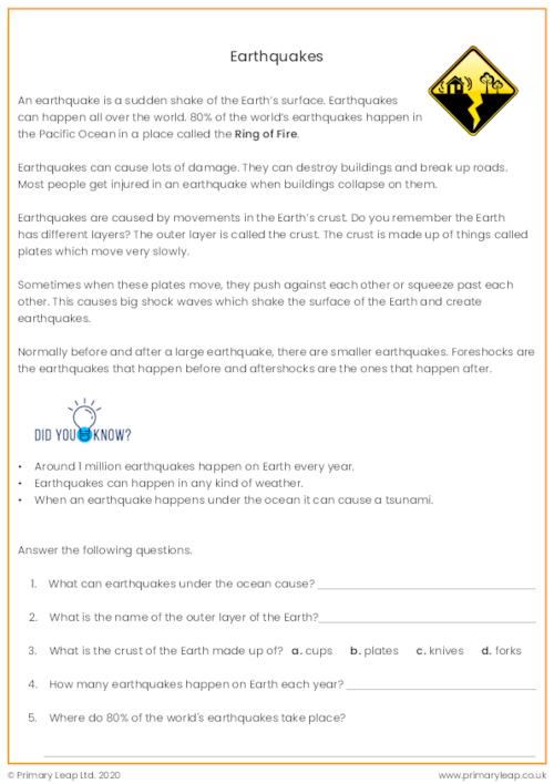 Geography: Reading Comprehension Mount Vesuvius | Worksheet | PrimaryLeap.co.uk